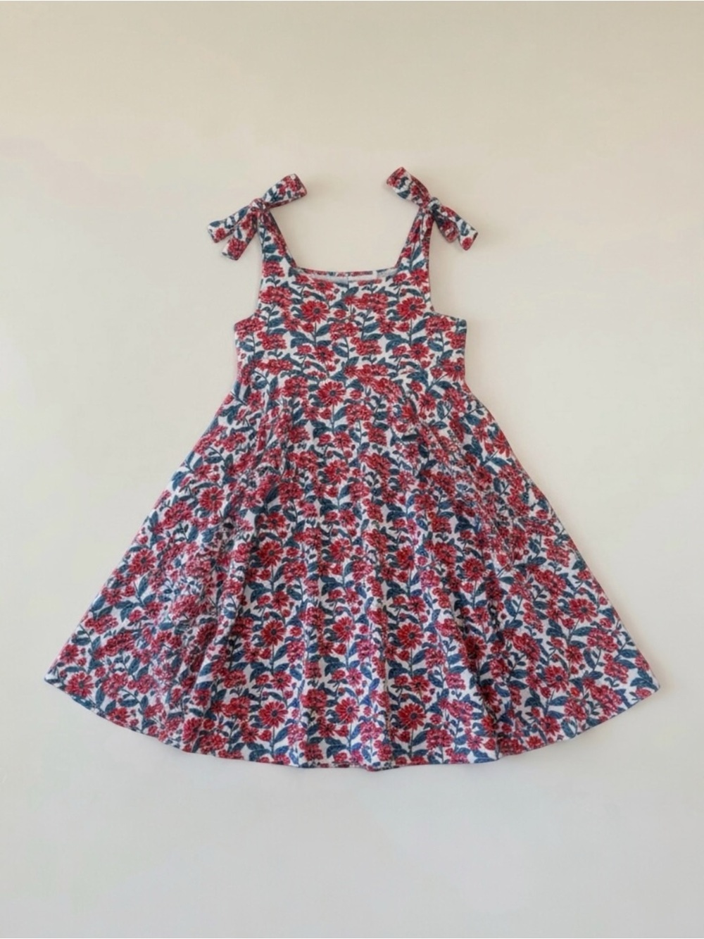 Remie Girl Sunnie Liberty Floral Twirl Dress Red White Blue Cotton Girls Size 7